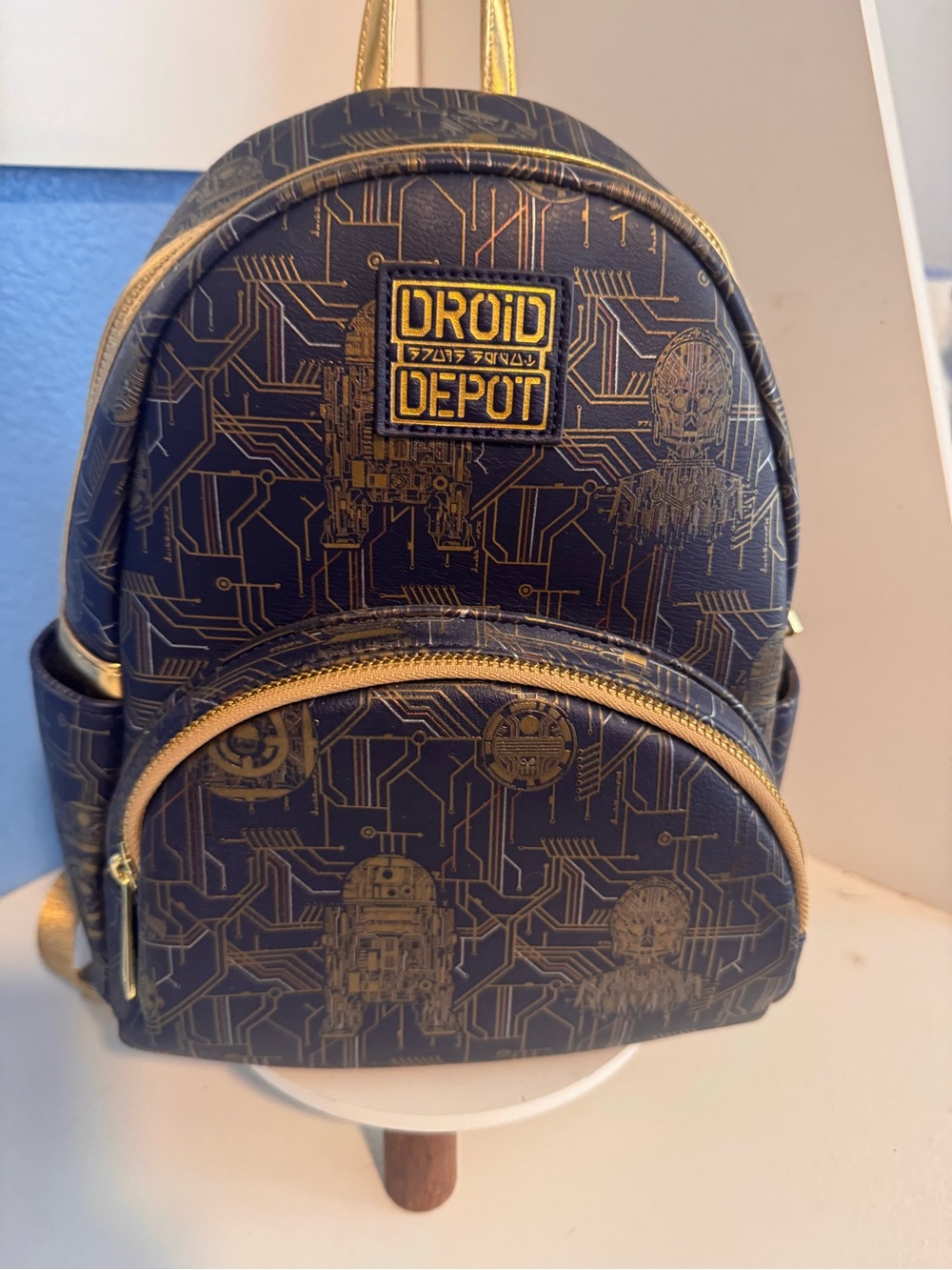 Disney Navy and Gold Droid Depot Mini Backpack